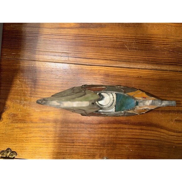 STAINED GLASS ROOSTER TEALIGHT CANDLE LAMP VINTAGE NON -ELECTRIC - Picture 9 of 9